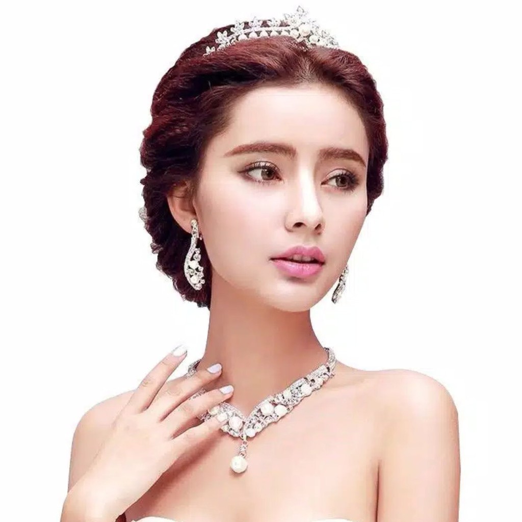 Tiny Crown Mutiara Putih - Hiasan Hijab / Aksesories Rambut Pengantin / Kepala - Mahkota Elegan