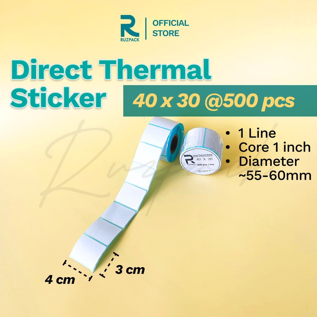 Direct Thermal Sticker [40x30 MM] Stiker Resi Pengiriman Label Barcode Thermal 1 LINE 500 PCS