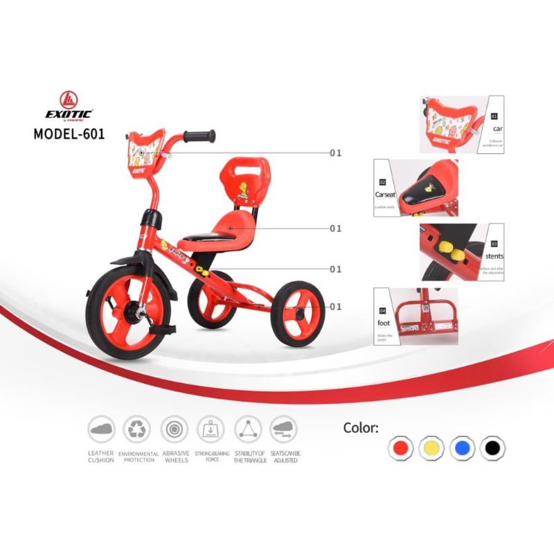 TRICYCLE/SEPEDA RODA TIGA ANAK ET-601 EXOTIC Murah