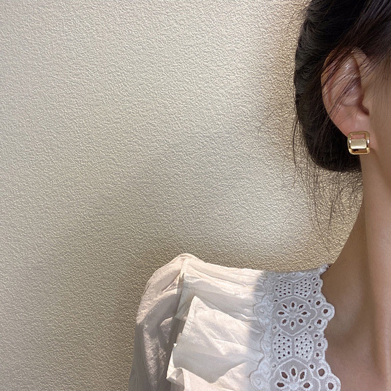 Shuling Summer Super Cute Opal Geometric Stud Earrings Female S925 silver needle Women Ear Jewelry