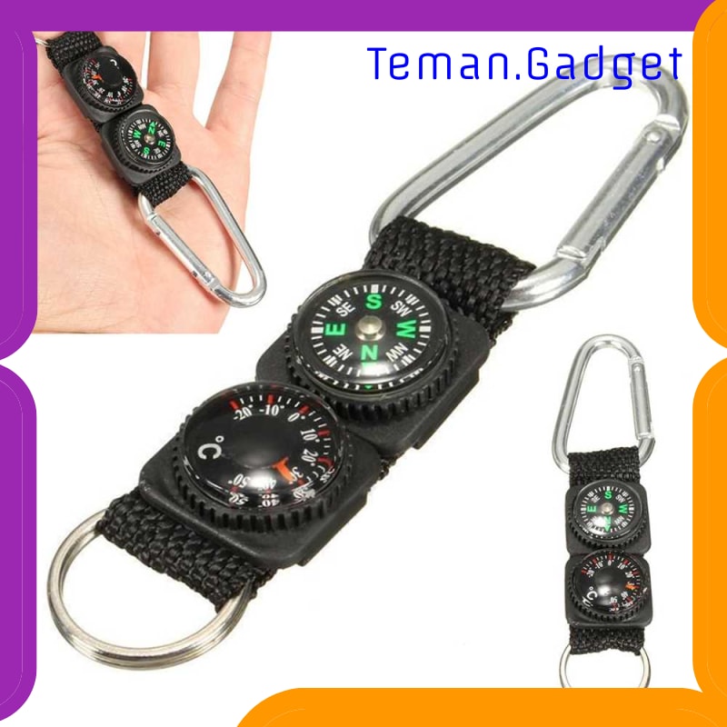 TG-ID022 MAYITR GANTUNGAN KUNCI 3 IN 1 KOMPAS TERMOMETER CARABINER KEY RING