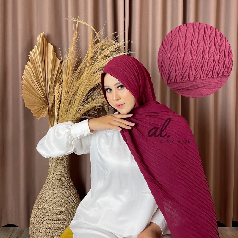 Alny Hijab - Zafron Pashmina Plisket Padi Full / Hijab Pashmina Padi Plisket Full