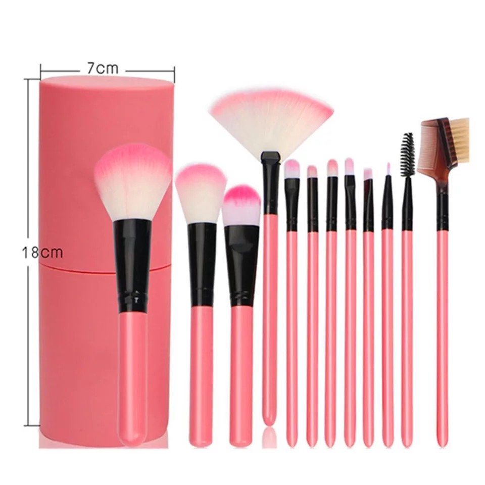 KM BRUSH Kuas Rias Make Up 12 Pcs Kuas Make Up Foundation Brush Free Tabung Love Brush Set Tube