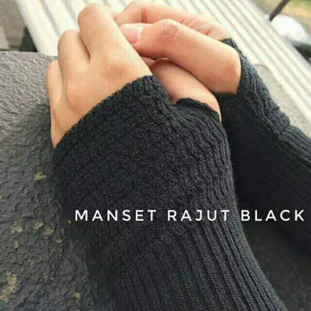 HANDSOCK TANGAN JEMPOL RAJUT INNER UNTUK MANSET 2 IN 1 ONE PANJANG ±35CM SAMPAI SIKU