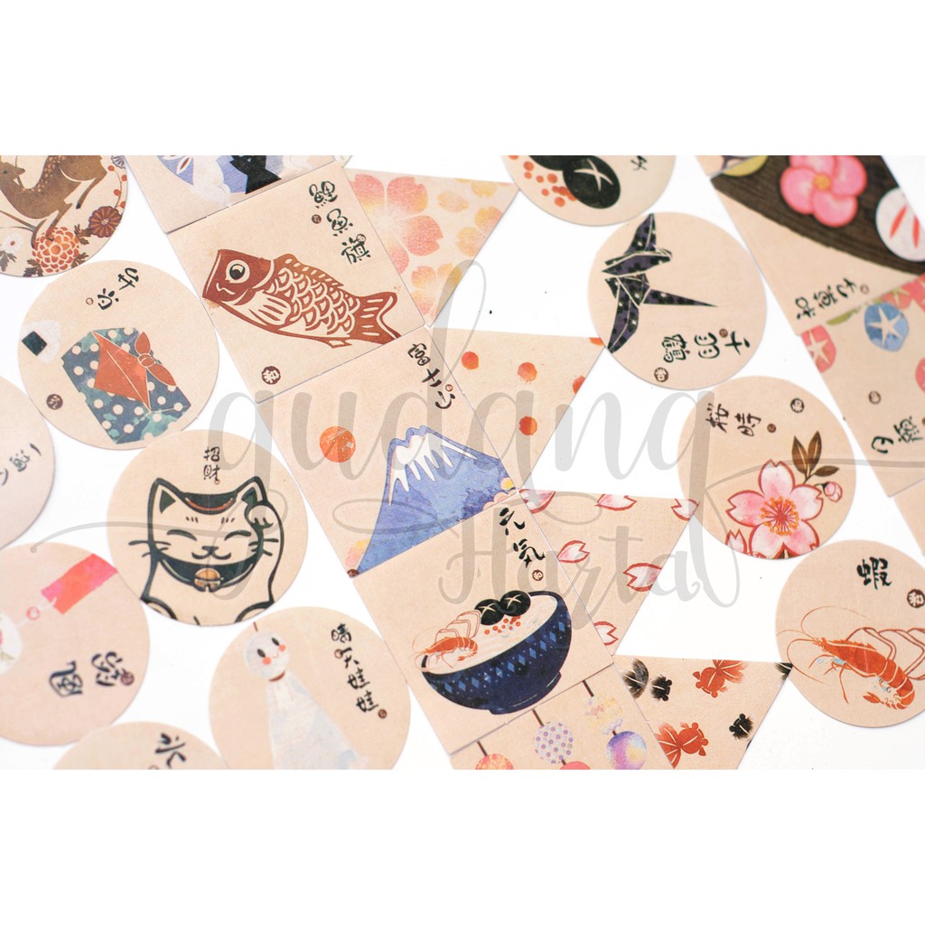 Stiker Japan Vintage Fuji Series Lucky Cat Neko Kucing DIY Sticker Scrapbook GH 303394