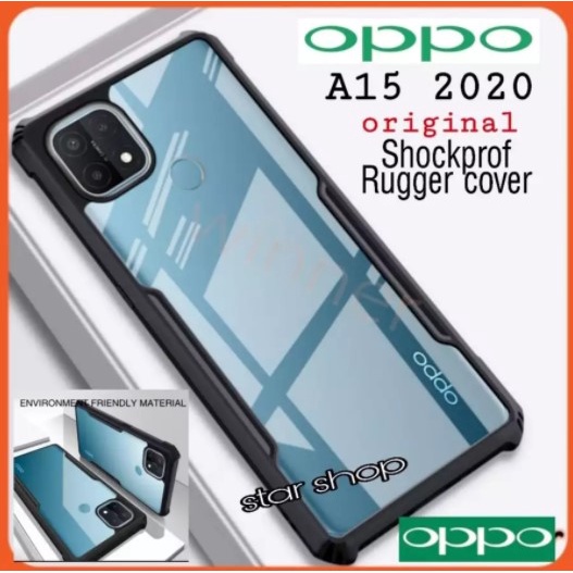 Case oppo A15 Clear Transparent Shockproof Rugger Cover - LIST BLACK