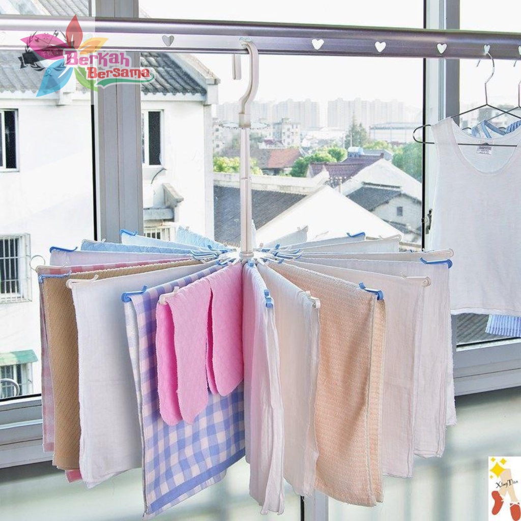 RT88 folding hanger gantungan jemuran baju bayi putar 360 derajat 20 stick pengait BB6382