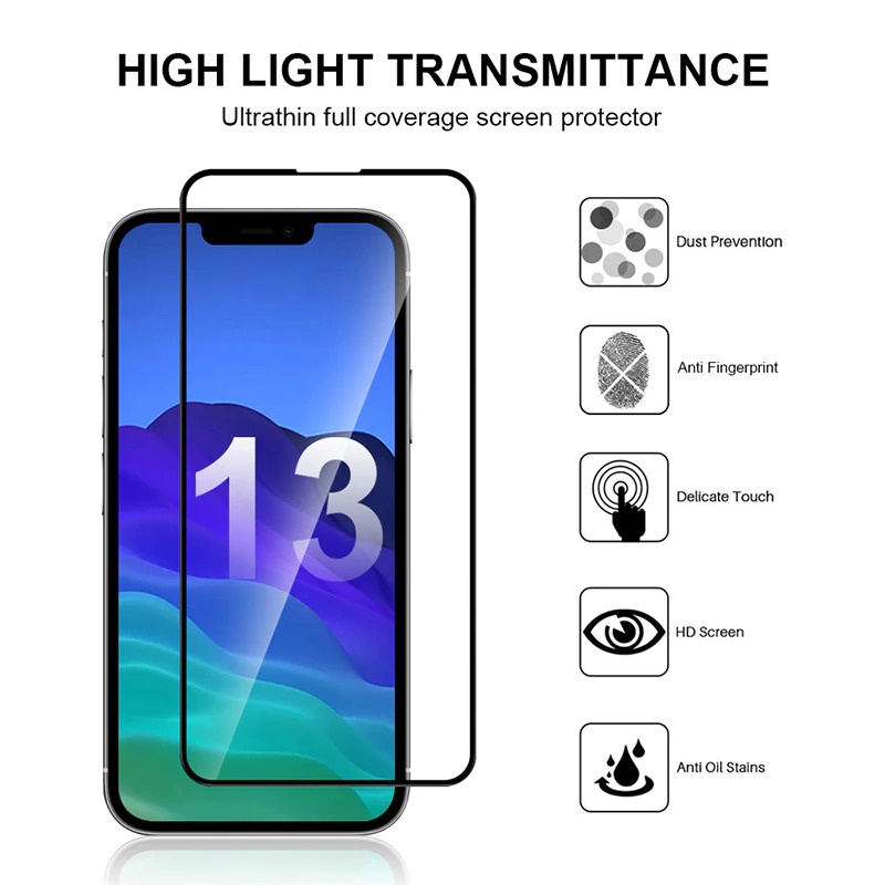 TEMPERED GLASS FULL HD IPHONE 13 PRO MAX 13 13 PRO 13 MINI IPHONE 12 PRO MAX 12 PRO 12 MINI IPHONE SE 2021 8 PLUS 7 PLUS 6 SCREEN PROTECTOR