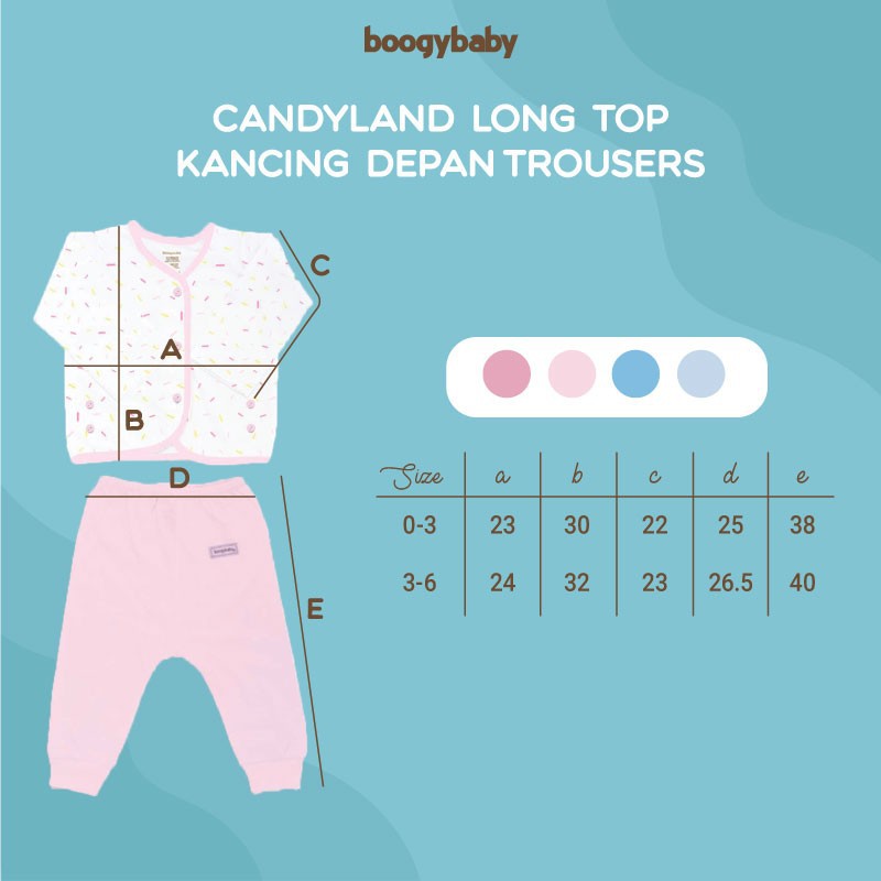 Makassar ! New Boogybaby Candyland Long Top + Trousers 3-6 Bulan ( 2 Pcs )
