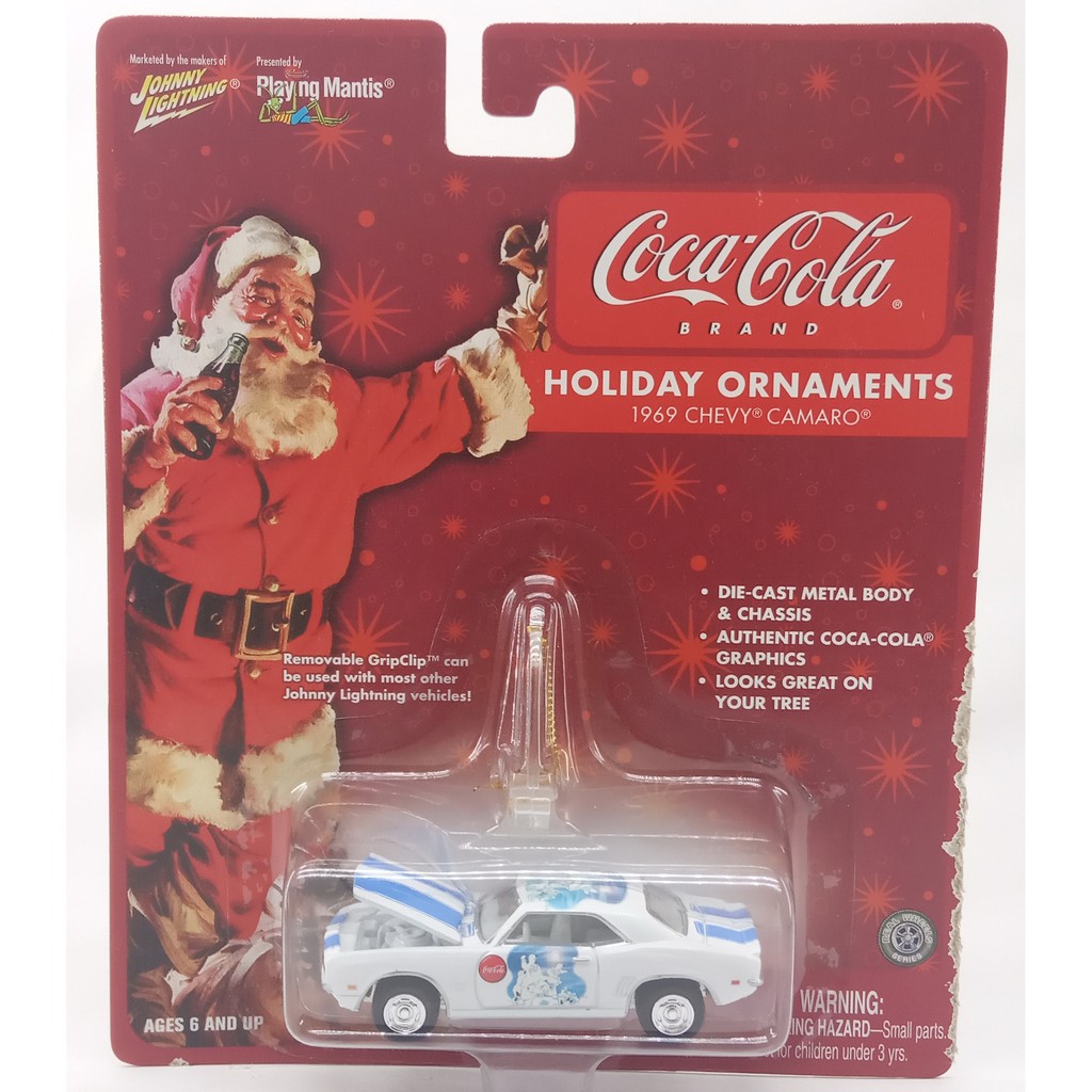 Johnny Lightning 69 Chevy Camaro Coca Cola Santa Holiday Ornaments Minus Card Skala 64