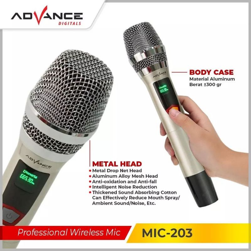 Advance Microphone Mic Double Wireless + Receiver MIC 203