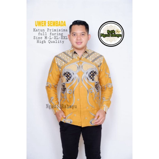 KUSUMO JATI BAJU kemeja batik pria KUNING KUNYIT lengan panjang terbaru ORIGINAL lengan panjang modern PREMIUM NGUDI