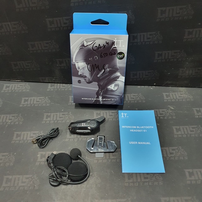 Intercom Bluetooth Helm IT Headset E1 Hitam