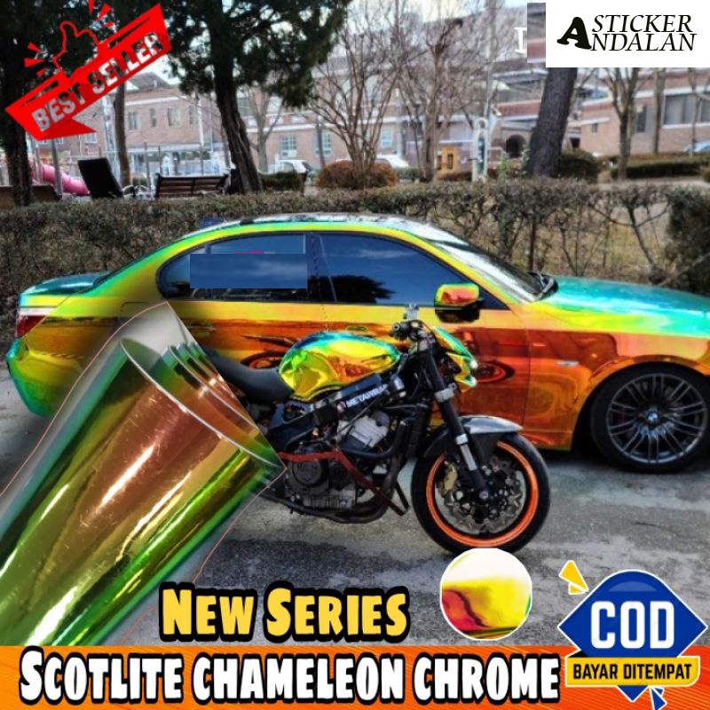 Sticker scotlite bunglon chameleon chrome mirror skotlet motor mobil keren scotlet bunglon emblem sc