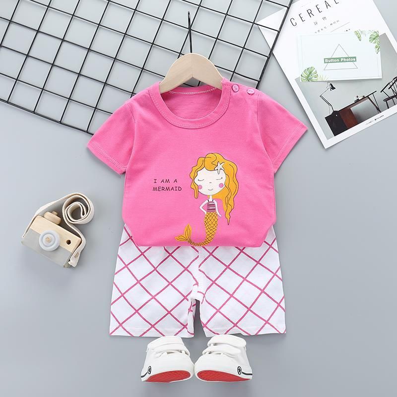 LittleAaron KIDS SUIT PENDEK Setelan Anak Bahan Kaos Lengan + Celana Berkualitas Import 0-3 Tahun ebv