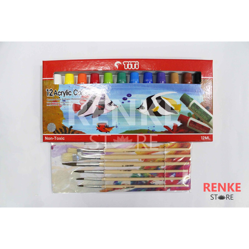 

Paket Menggambar / Lukis - Cat Acrylic / Akrilik Joyko Titi Kuas Set