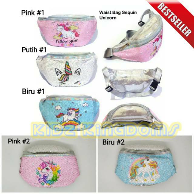 TAS SELEMPANG SEQUIN UNICORN / WAIST BAG SEQUIN UNICORN