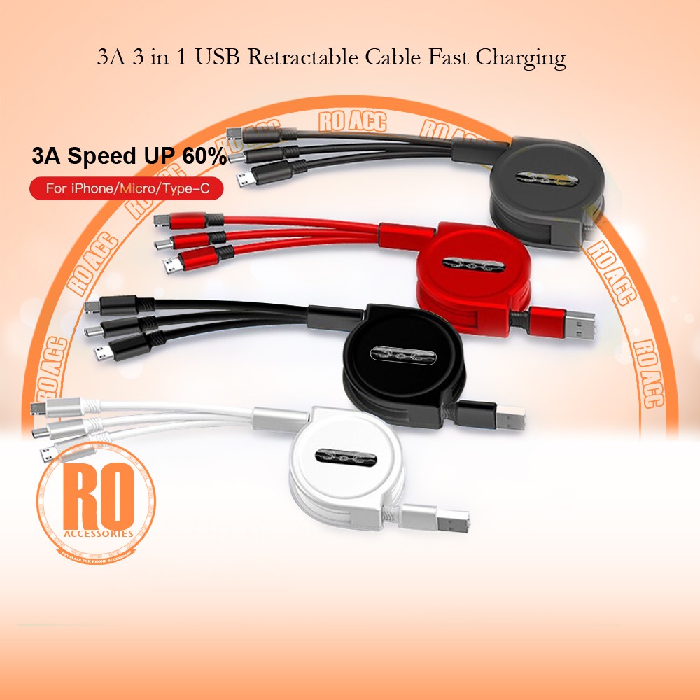 [RO ACC] NVN-KD06 NANVAN PORTABLE SPRING 3IN1 KABEL CHARGER ALL TIPE HP