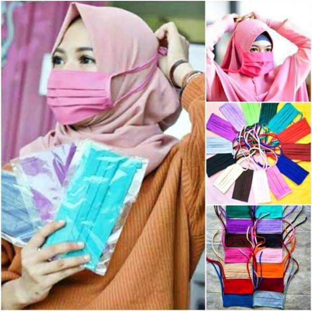 COD Masker Kain Tali Hijab / Masker Hijab / Masker Kain Tali Sambung-1