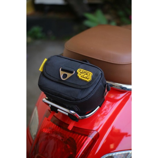 TAS BACKRACK VESPA TAS BEHEL BELAKANG VESPA MODERS SERI FULL BLACK