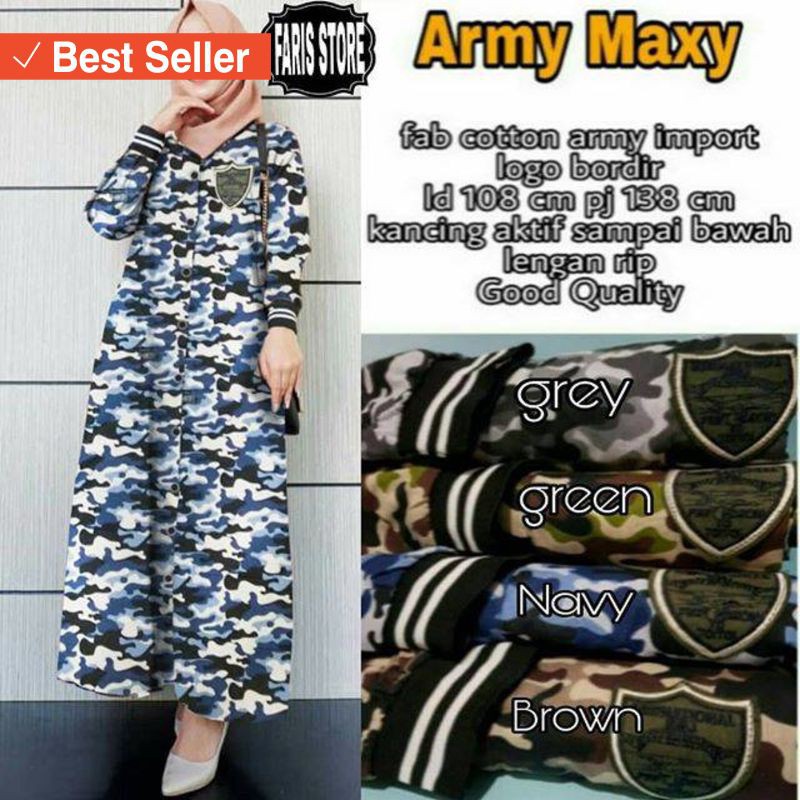 FASHION REMAJA MURAH TERLARIS MODERN UNIK / ARMY MAXI DRESS BY FARIS