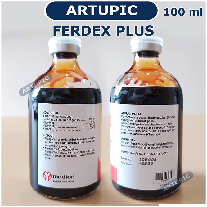 Ferdex Plus 100 ml Obat Anemia Penambah Darah Anak Babi Kurang Darah Hewan Ternak Babi Medion