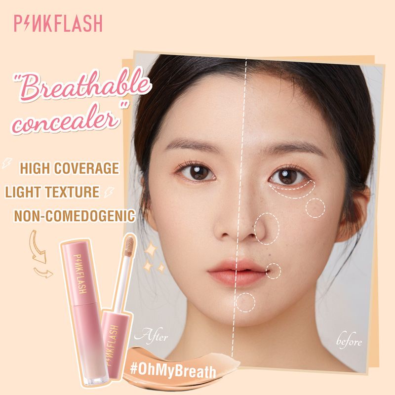 PINKFLASH Liquid Concealer OhMyBreath Breathable Liquid Concealer Tahan Lama Matte 5 Colors PF-F04