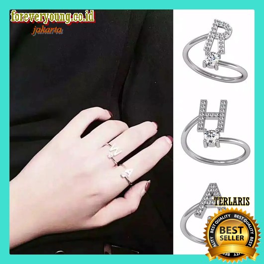 ( Fy ) COD Cincin C3 (HURUF N-Z ) Motif Huruf Alfabet Inggris Bisa Disesuaikan untuk Wanita B18