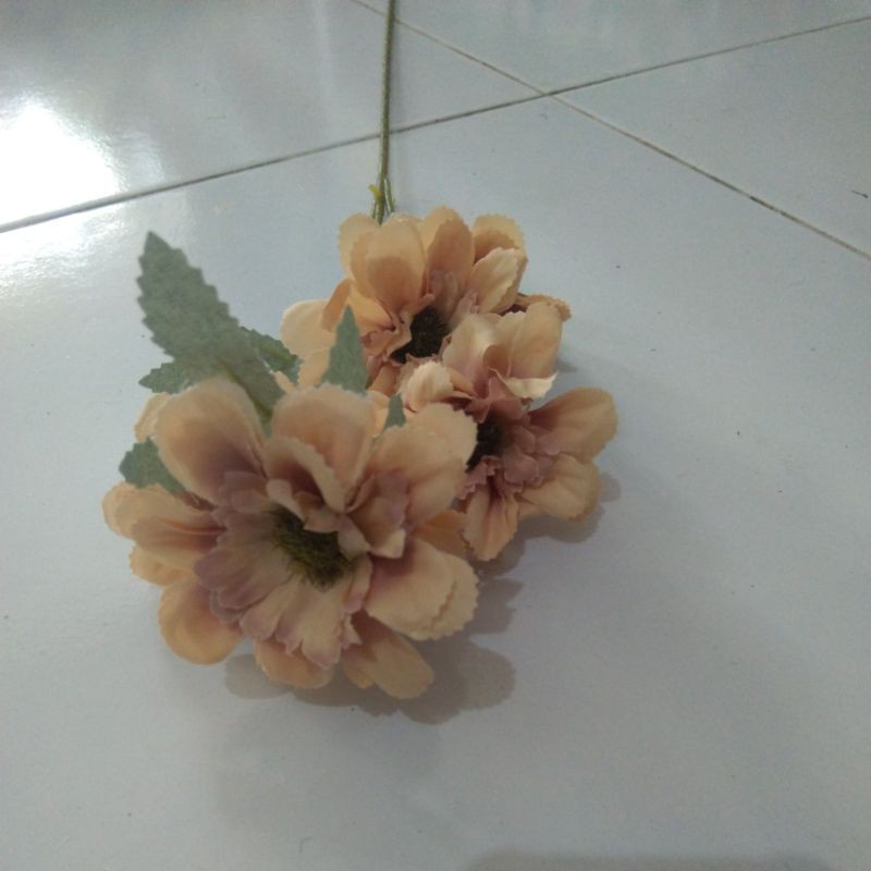 Bunga Aster Artificial bunga palsu bunga plastik bunga kecil-Aster Coklat muda