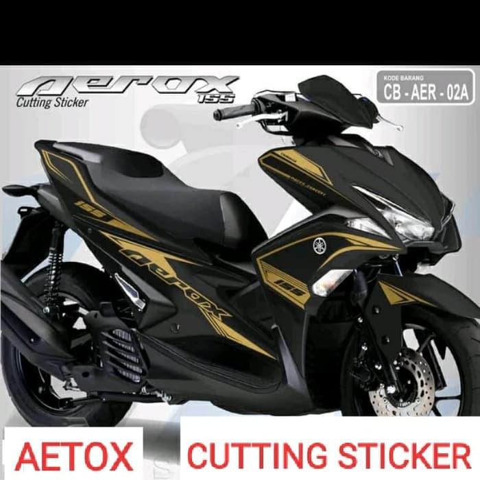 STRIPING CUTTING STICKER AEROX motor black sticker gold