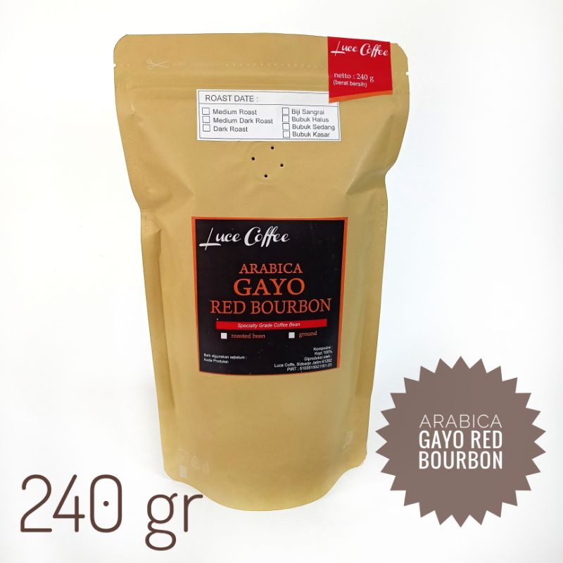 

Kopi Arabica Gayo Red Bourbon 240gr - lucecoffee - Biji atau Bubuk