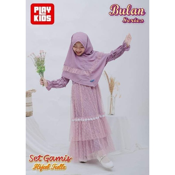 Set Gamis hijab Tulle bulan series/ Gamis bulan playkids