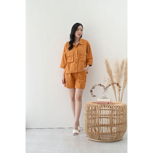 MOANA SET - SET LINEN OVERSIZE - NUBOUTIQUE-Mustard