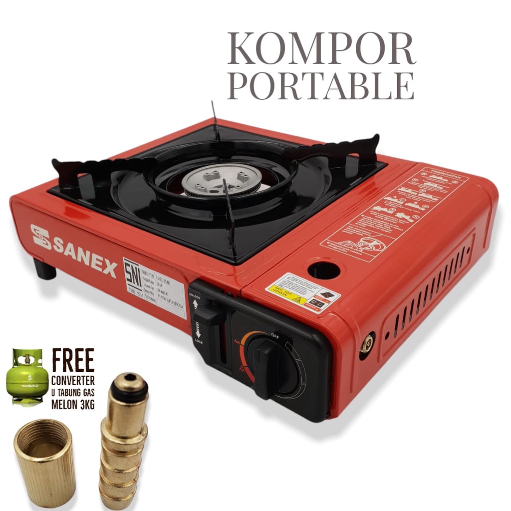 KOMPOR PORTABLE SANEX/PORTABEL GAS KALENG/TABUNG STAINLESS STEEL SANEX SN-883/ KOMPOR KECIL