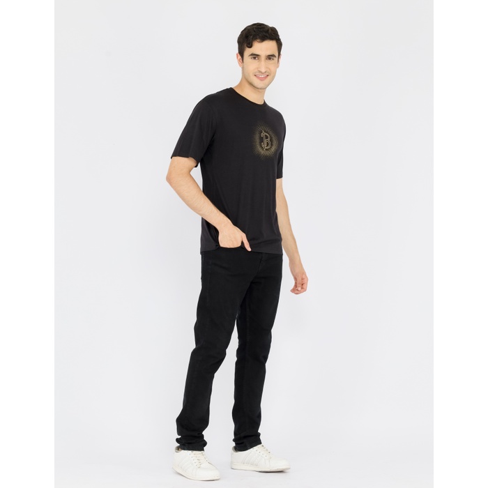 Kaos Pria Premium Benecio T-shirt Cotton Bamboo Black Gold Shimmering