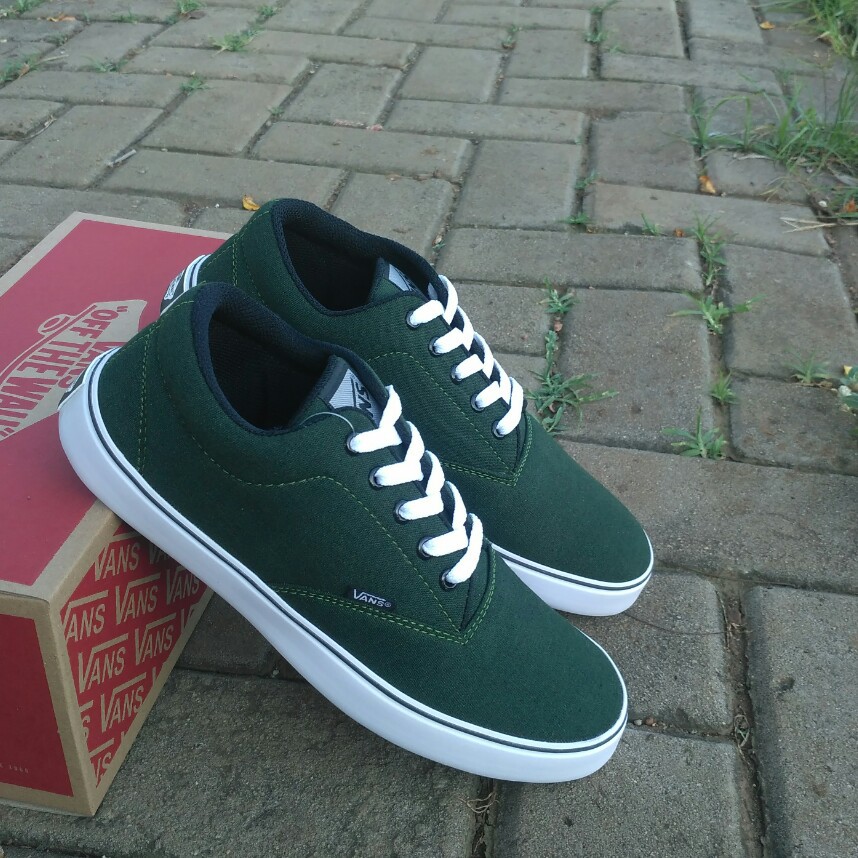SEPATU PRIA VANS ERA AUTHENTIC HIJAU ARMY KASUAL SNEAKERS