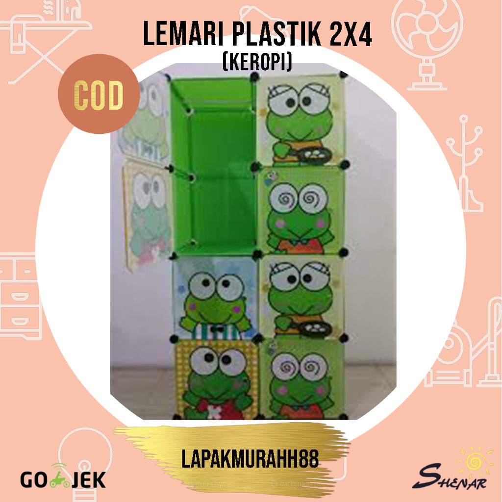 LEMARI PAKAIAN (2X4)/RAK SERBAGUNA/LEMARI SUSUN/LEMARI PLASTIK/LEMARI BAJU/LEMARI 8 PINTU