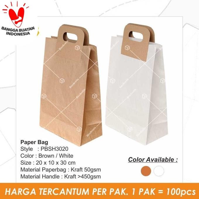 

(TERLARIS) Paper Bag Kantong Roti Lunch Paperbag Kraft Polos - PBSH3020 - S