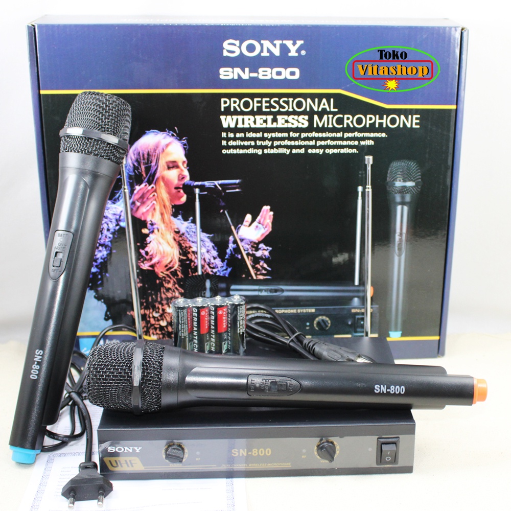 Mic Wireless Sony SN-800 Microphone Genggam Mik Mikropon 2 Handle Mikrofon Karaoke