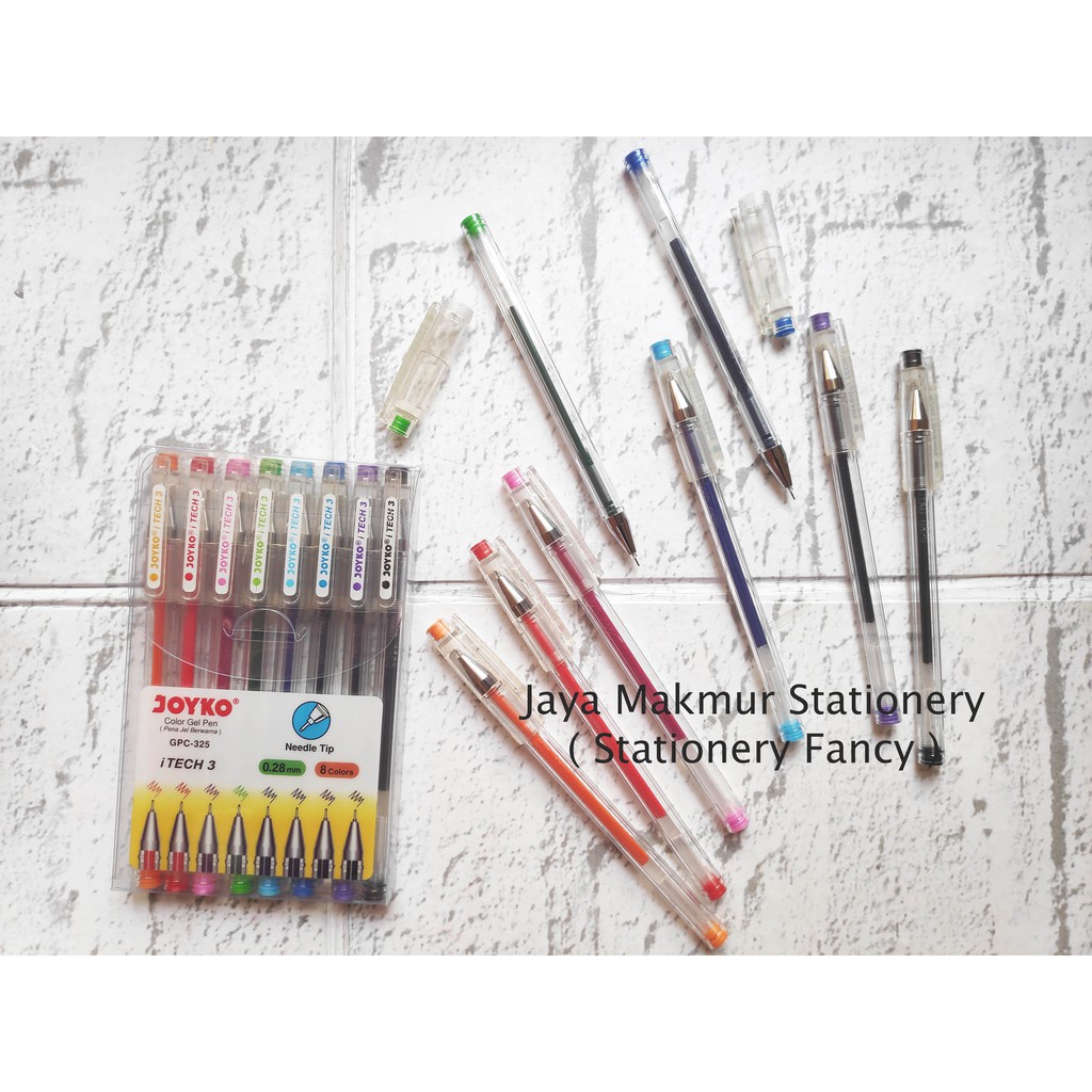 Pen gel set 8 warna i Tech 3 GPC-325 0.28 mm