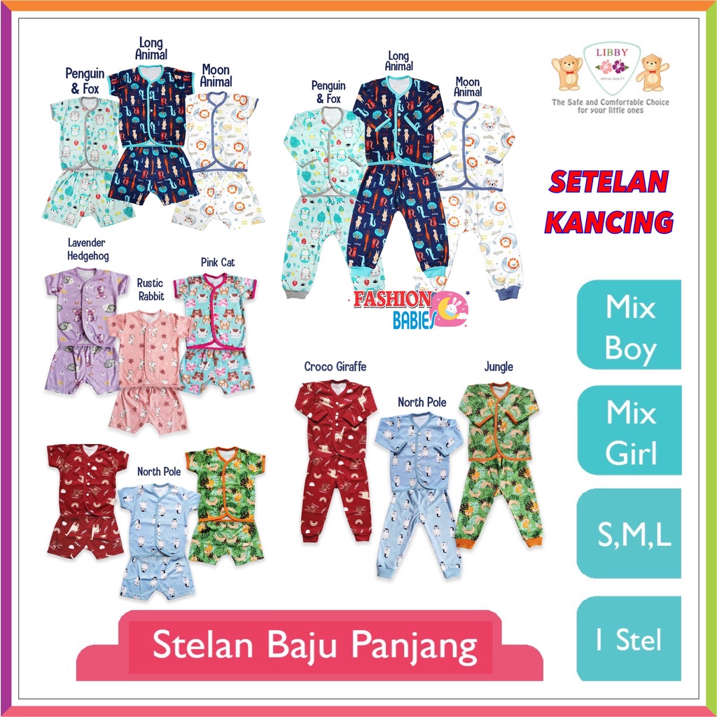 LIBBY PRINT MOTIF SETELAN PANJANG KANCING | LULLABY RAINBOW FANTASIA ANIMAL WILDNESS |LIBBY BABY S M L ❤ Fashionbabies ❤