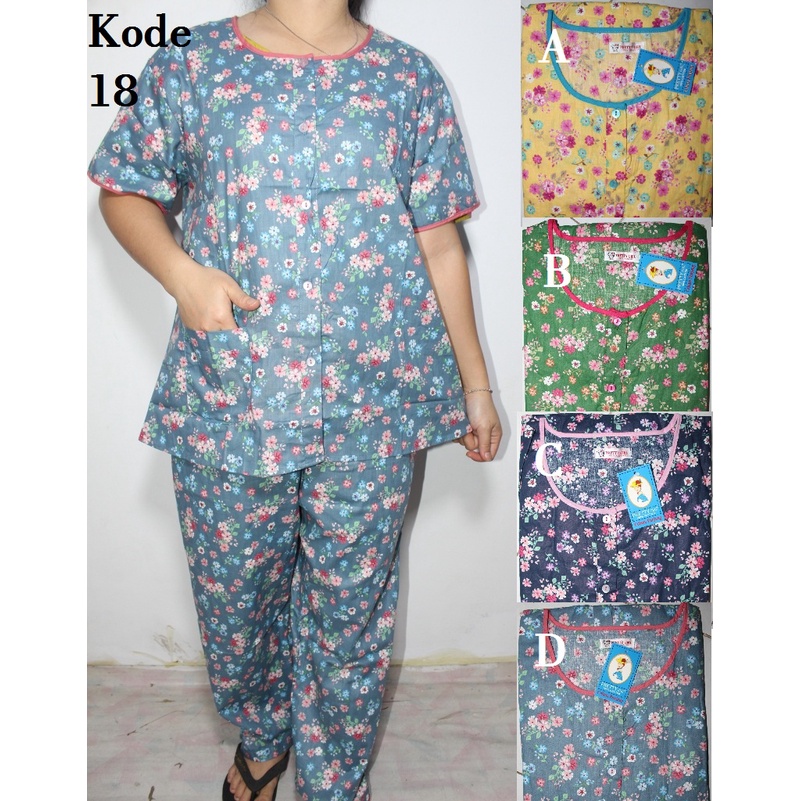 Piyama Cp set celana panjang Katun Motif Bunga Pretty girl-3