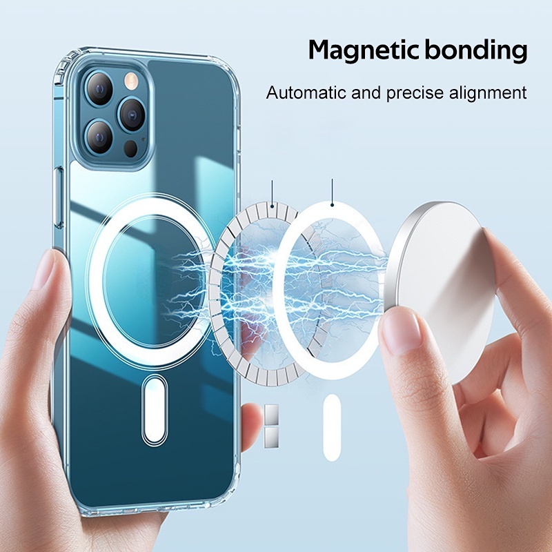 Case Magnetik Full Cover Hp Wireless Charging Untuk iPhone 14 / 13 / 12 / 11pro / X / XR / XS Max / 12 / 13 Mini