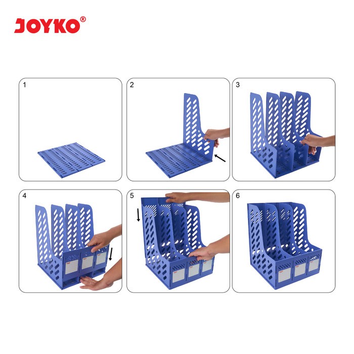 Box File Keranjang Plastik Rakit 3 Susun Joyko BOF-3BE Blue Biru