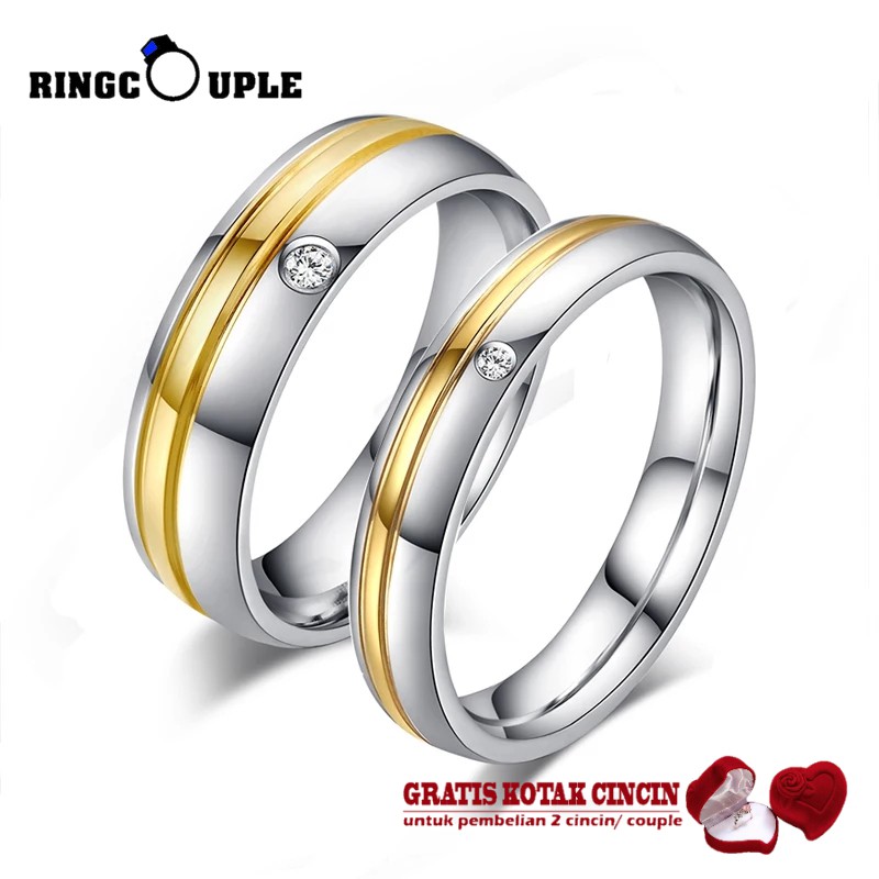 [JB010] Cincin Couple Titanium Original 100% Anti Pudar (GRATIS BOX)