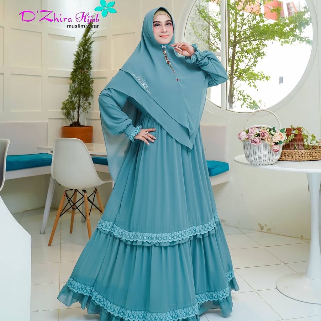 Kinara Syari Gamis Syari Ceruty Ootd Wanita Set Hijab Baju Wanita Jumbo Gamis Renda Setelan Wanita Muslim Mazaya