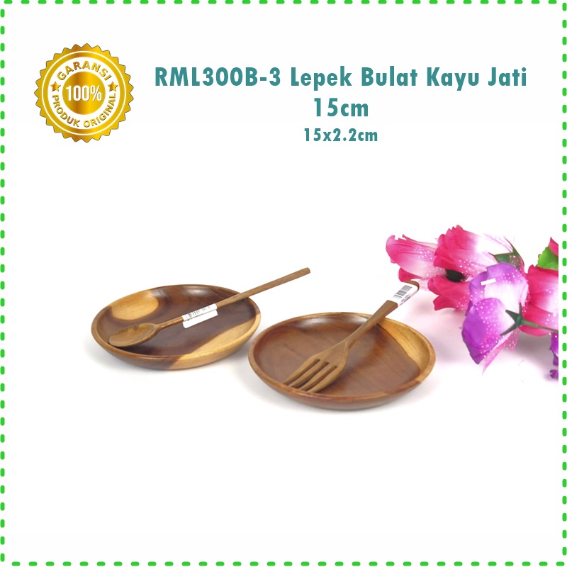 RML300B-3 Piring/Lepek Bulat Kayu Jati 15cm