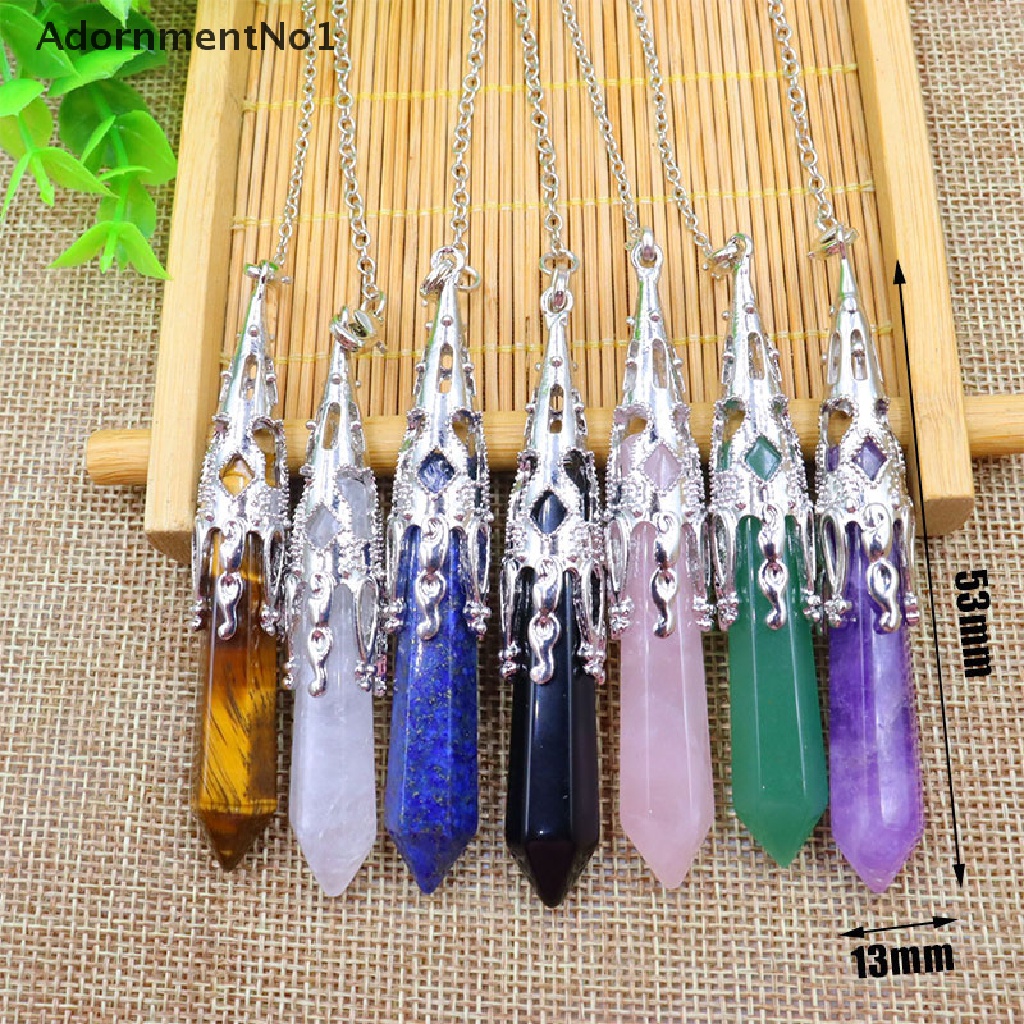 (AdornmentNo1) Kalung Rantai Liontin Piramida Kristal Chakra Reiki Alami Untuk Pria / Wanita