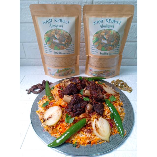 

Paket Nasi Kebuli instan "Almahyra", memakai beras basmati berkualitas & bumbu rempah yang melimpah