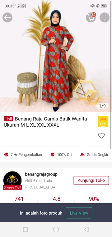 Benang Raja Gamis Batik Wanita Ukuran M L Xl Xxl Xxxl